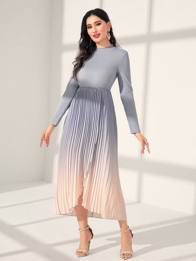 Ombre Pleated Hem Dress - Chic Gradient Elegance for Every Occasion