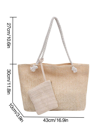 Chic and Versatile Straw Bag Set for Teen Girls and Women on the Go - Perfect for College, Outdoors, and Travel!