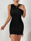 Sparkling Glamour: Drawstring Side Glitter Bodycon Dress