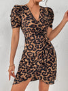 Wild Elegance: Leopard Print Puff Sleeve Dress