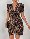 Wild Elegance: Leopard Print Puff Sleeve Dress