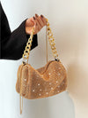 Sparkling Glamour: Glittering Rhinestone Chain Evening Bag for Party, Wedding, Prom