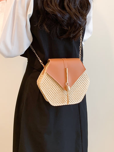 Chic Mini Tassel Straw Flap Bag - Perfect for Summer Outings