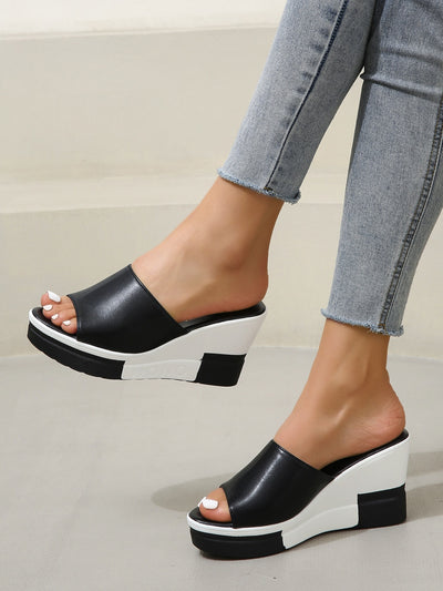 Vacation Vibes: Black and White Sexy Peep Toe Slippers for Summer