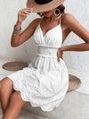 Summer Allure: Eyelet Embroidery Shirred Waist Scallop Trim Cami Dress