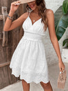 Summer Allure: Eyelet Embroidery Shirred Waist Scallop Trim Cami Dress