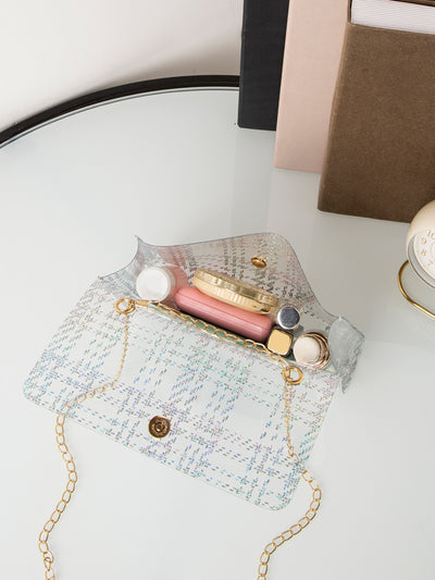 Chic & Versatile Clear Chain Square Bag – Perfect School & Travel Companion for Teen Girls!