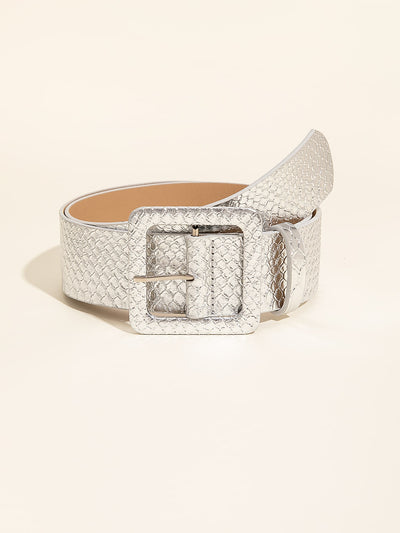 Spooky Chic: Snakeskin Embossed Square Buckle Belt for Halloween Parties