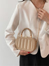 Chic Solid Color Embossed Vertical Stripe City Tote Bag for Women