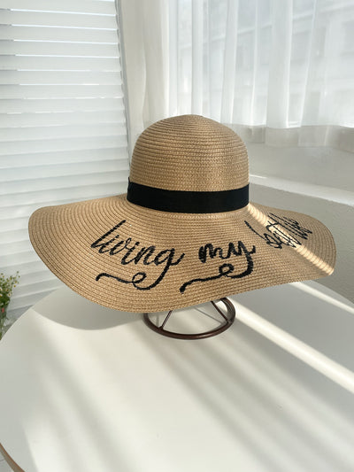 Boho Babe Straw Hat: Stay Stylish Outdoors with Letter Embroidery