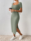 Effortlessly Chic: Women's Square Neck High-Split Maxi Dress for Summer