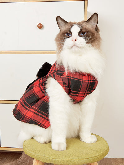 Chic and Stylish Plaid Print Pet Dress