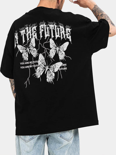 Men's Butterfly adn Slogan Graphic Tee - A Stylish Statement Piece