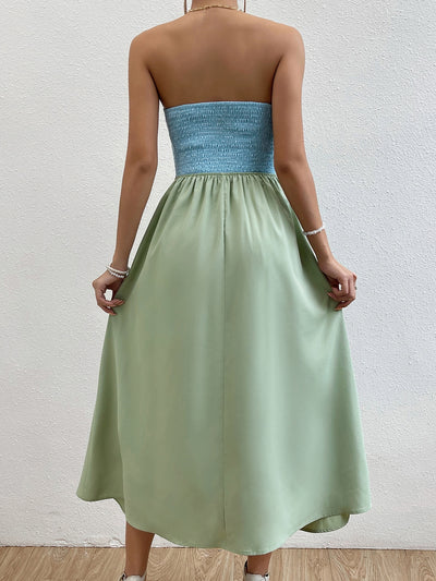 Minty Fresh: Two-Tone Twist Front Tube Dress