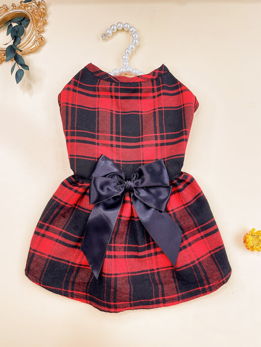 Chic and Stylish Plaid Print Pet Dress