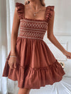 Chic Chevron Print Ruffle Trim Dress - Perfect for Any Occasion