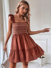 Chic Chevron Print Ruffle Trim Dress - Perfect for Any Occasion