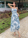 Blue Floral Print Draped Collar Cami Dress: Effortlessly Chic Style for Every Occasion