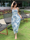 Blue Floral Print Draped Collar Cami Dress: Effortlessly Chic Style for Every Occasion