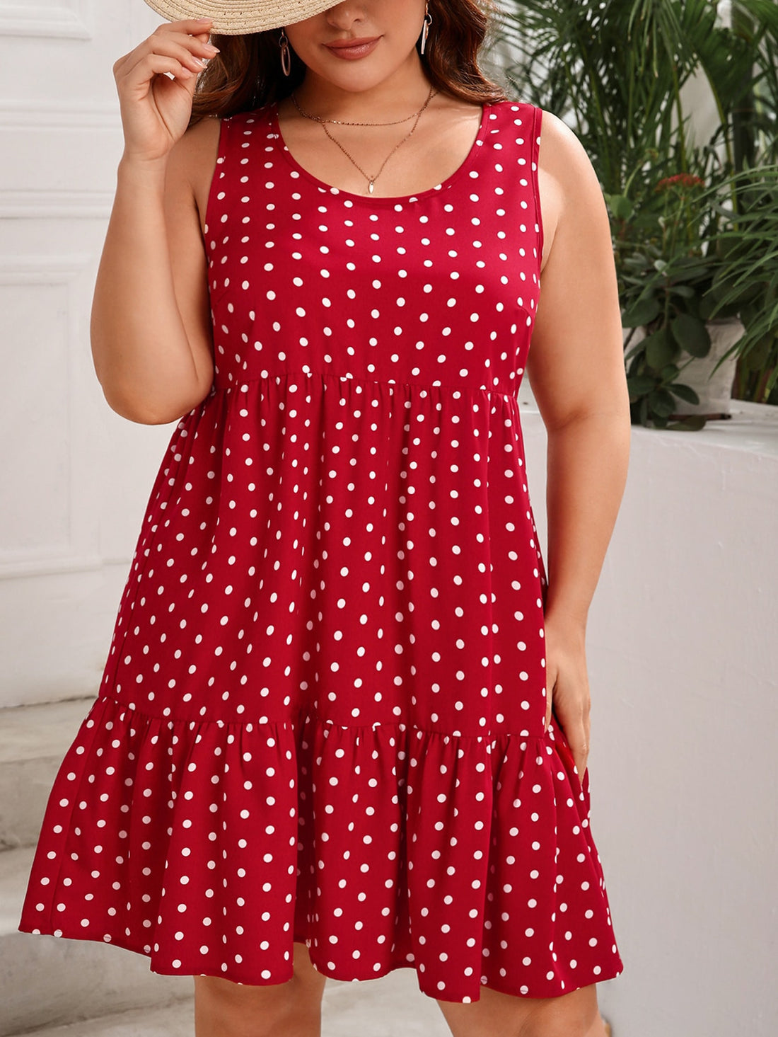 Get ready to turn heads with this Chic Plus Size Polka Dot Ruffle Hem Smock Dress! Perfect for any occasion, this dress will make you stand out with its unique and playful design. With its flattering fit and stylish ruffle hem, this dress is a must-have for any fashion-forward individual.