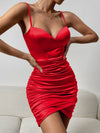 Ravishing in Ruched: Satin Cami Bodycon Dress