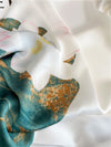 Elegant Lotus Flower Printed Satin Shawl: Perfect for Daily Wear and Holiday Sunscreen