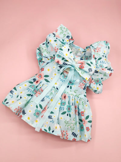 Pretty in Petals: Floral Print Pet Dress with Bow