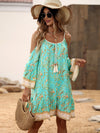 Chic Plant Pattern Open-Shoulder Casual Dress for Effortless Style