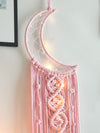 Boho Pink Moon & Star Polyester Wall Hanging Set - Home Decor