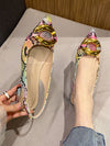 Chic Snakeskin Embossed Pointed Toe Slingback Flats with Metal Accents