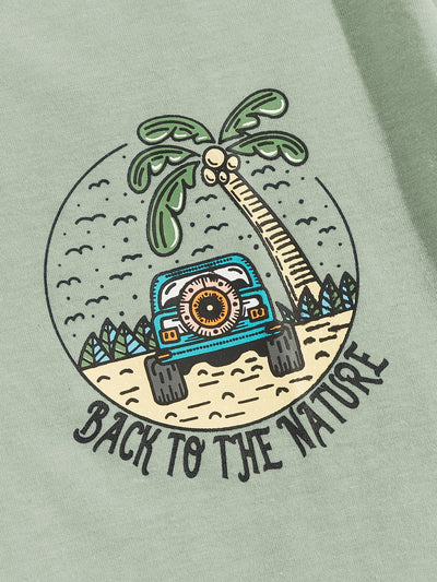 Chill Vibes Only: Men’s Cotton Slogan Palm Tree Print Tee