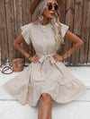 Polka Dot Perfection: Elegant Summer Dress with Ruffled Hem and Waist Belt