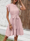 Chic Polka Dot Ruffle Hem Dress with Belt – Perfect for Any Occasion