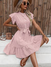 Chic Polka Dot Ruffle Hem Dress with Belt – Perfect for Any Occasion