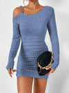 Chic Asymmetrical Ruched Bodycon Dress with Ring Detail