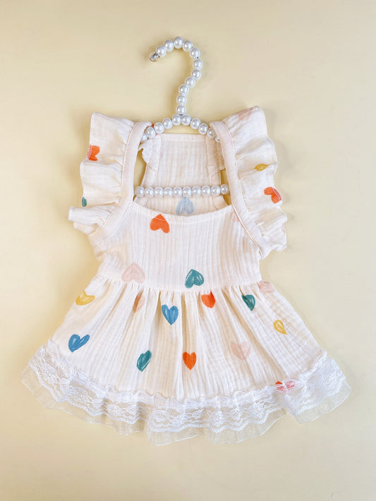 Sweetheart Style: Heart Print Ruffle Trim Pet Dress for Your Pup this Summer