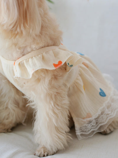 Sweetheart Style: Heart Print Ruffle Trim Pet Dress for Your Pup this Summer