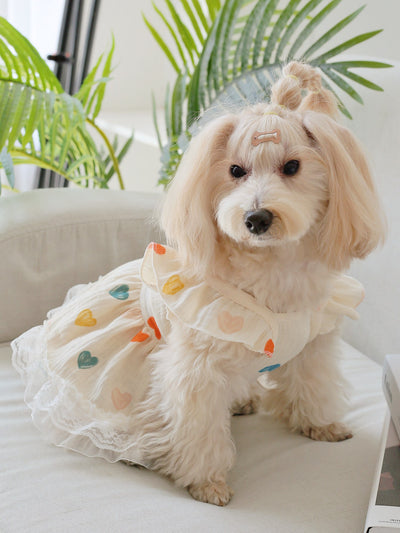 Sweetheart Style: Heart Print Ruffle Trim Pet Dress for Your Pup this Summer