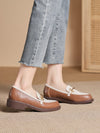 Stylish Round Toe White and Brown Flat Loafers: The Perfect Blend of Fashion and Function