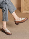 Stylish Round Toe White and Brown Flat Loafers: The Perfect Blend of Fashion and Function