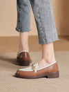 Stylish Round Toe White and Brown Flat Loafers: The Perfect Blend of Fashion and Function