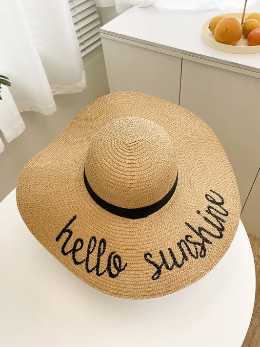 Boho Babe Straw Hat: Stay Stylish Outdoors with Letter Embroidery