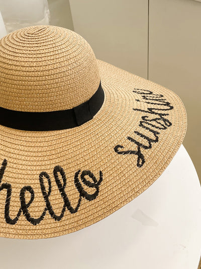 Boho Babe Straw Hat: Stay Stylish Outdoors with Letter Embroidery