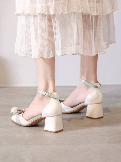 Chic Bow-Decor Chunky Heeled Ankle Strap Pumps for Stylish Summer Looks