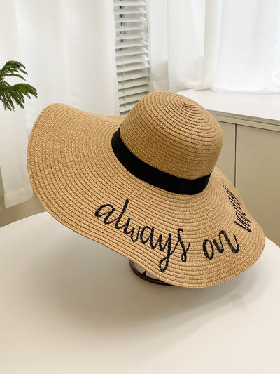 Boho Babe Straw Hat: Stay Stylish Outdoors with Letter Embroidery