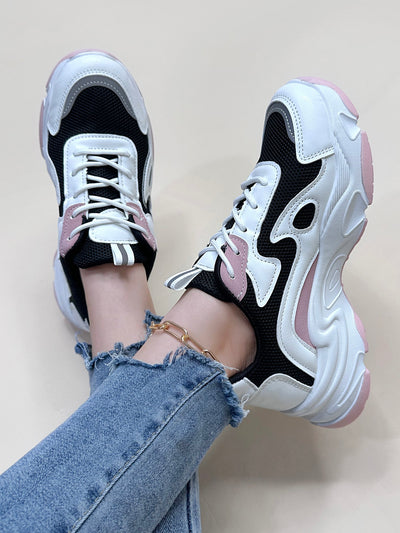 Step Up Your Style with our New Arrival Round Toe Thick Sole Lace-Up Sneakers