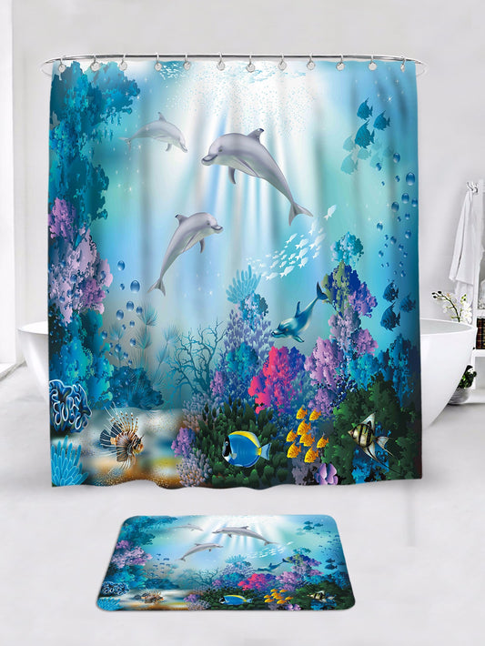 Elevate your bathroom style with our Modern Waterproof Dolphin Shower Curtain. Crafted for both function and fashion, this curtain is designed to keep your bathroom dry while its stylish dolphin print adds a touch of whimsy. With its waterproof material, you can enjoy a worry-free shower experience.