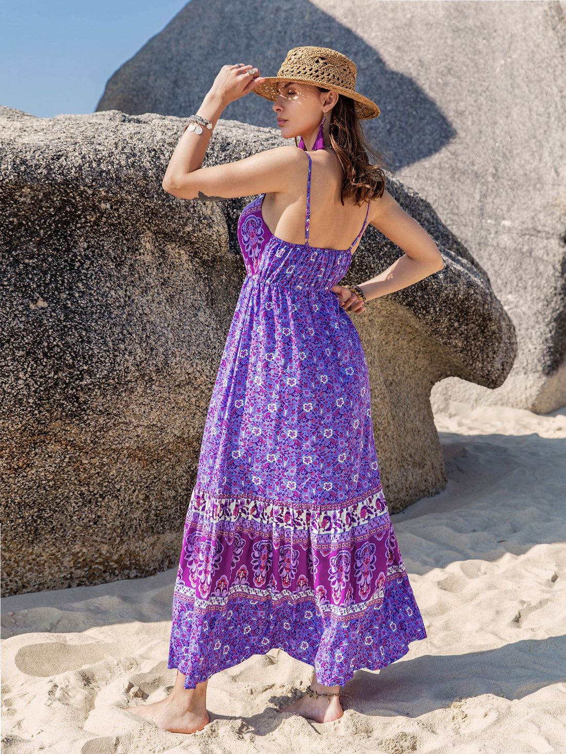 Introducing the Blossoming Beauty cami dress, featuring a stunning floral print and a flattering belted waist. This dress is perfect for any occasion, adding a touch of feminine elegance to your wardrobe. Made with high-quality materials for comfort and style. Increase your style game with this must-have piece.