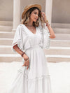 Boho Chic Women's Tassel Trim Dress with Ruffle Hem