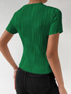 Summertime Chic: Solid Color Texture Short Sleeve T-Shirt in Mint Green